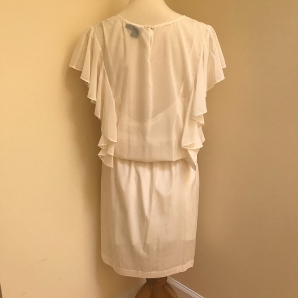 New, with tags, ivory flutter sleeve DKNY dress - Picture 2 of 5